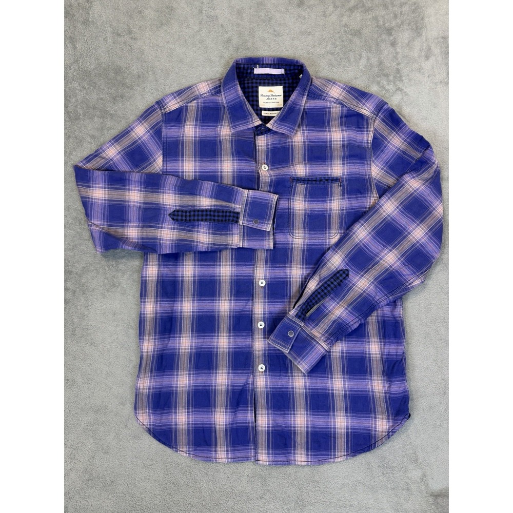 Tommy Bahama Jeans Casual Shirt Mens Large Purple Island Crafted Modern Fit